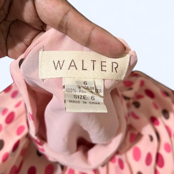 Pink polka dot silk Walter skirt #polkadot size 6 has some light wear and pulls - Picture 2 of 2